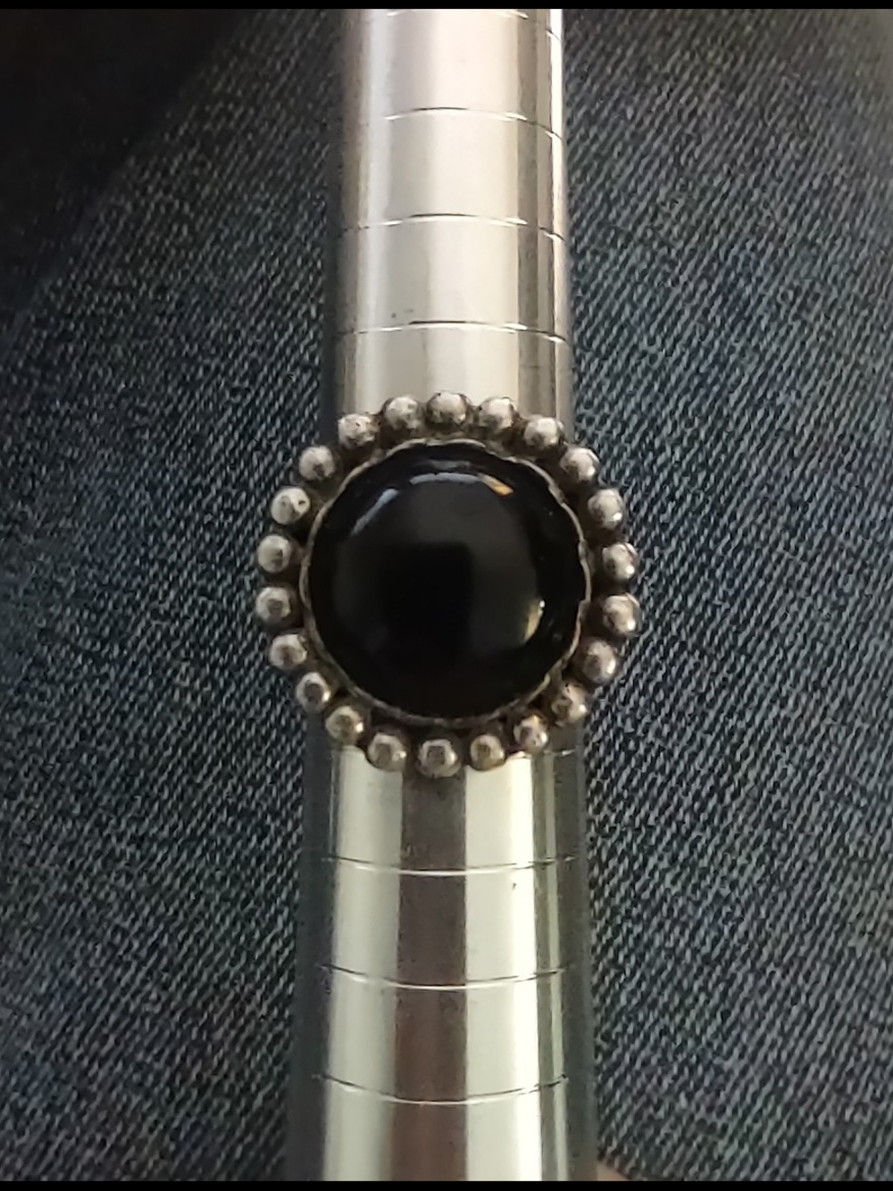 Vintage Sterling Silver Black Onyx Ring 7